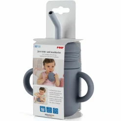 2in1 Trink- und Snackbecher mit Trinkhalm aus 100% lebensmittelechtes Silikon - Blau
