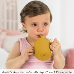 2in1 Trink- und Snackbecher mit Trinkhalm aus 100% lebensmittelechtes Silikon - Gelb