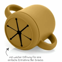 2in1 Trink- und Snackbecher mit Trinkhalm aus 100% lebensmittelechtes Silikon - Gelb