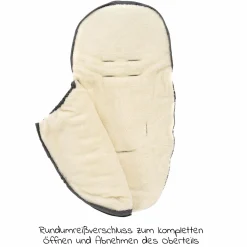 2in1 Universal-Fleece-Fußsack Sitzauflage und Fußsack mit Kapuze für Babyschale, Babywanne und Buggy, inkl. Tasche - Grau