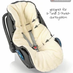 2in1 Universal-Fleece-Fußsack Sitzauflage und Fußsack mit Kapuze für Babyschale, Babywanne und Buggy, inkl. Tasche - Grau
