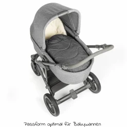 2in1 Universal-Fleece-Fußsack Sitzauflage und Fußsack mit Kapuze für Babyschale, Babywanne und Buggy, inkl. Tasche - Grau