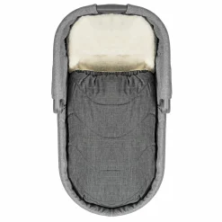 2in1 Universal-Fleece-Fußsack Sitzauflage und Fußsack mit Kapuze für Babyschale, Babywanne und Buggy, inkl. Tasche - Grau