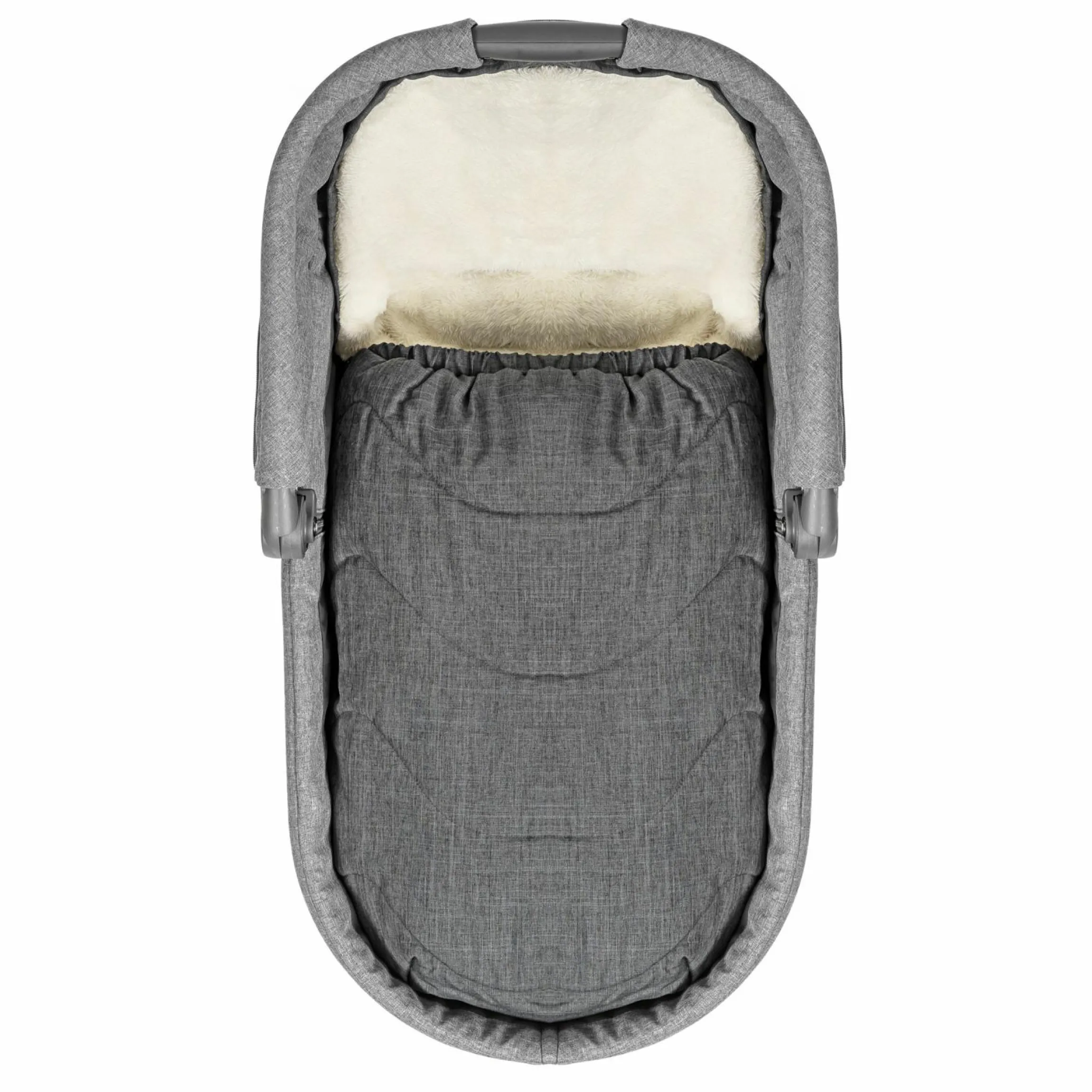 2in1 Universal-Fleece-Fußsack Sitzauflage und Fußsack mit Kapuze für Babyschale, Babywanne und Buggy, inkl. Tasche - Grau