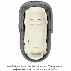 2in1 Universal-Fleece-Fußsack Sitzauflage und Fußsack mit Kapuze für Babyschale, Babywanne und Buggy, inkl. Tasche - Grau