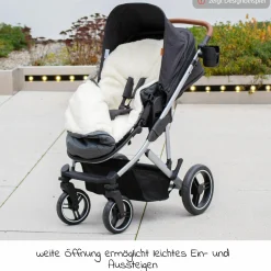 2in1 Universal-Fleece-Fußsack Sitzauflage und Fußsack mit Kapuze für Babyschale, Babywanne und Buggy, inkl. Tasche - Grau