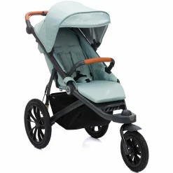 Jogger & Sportwagen Run bis 22 kg belastbar mit Lufträder, Knickschieber, Liegeposition & Handbremse - Salbei Melange