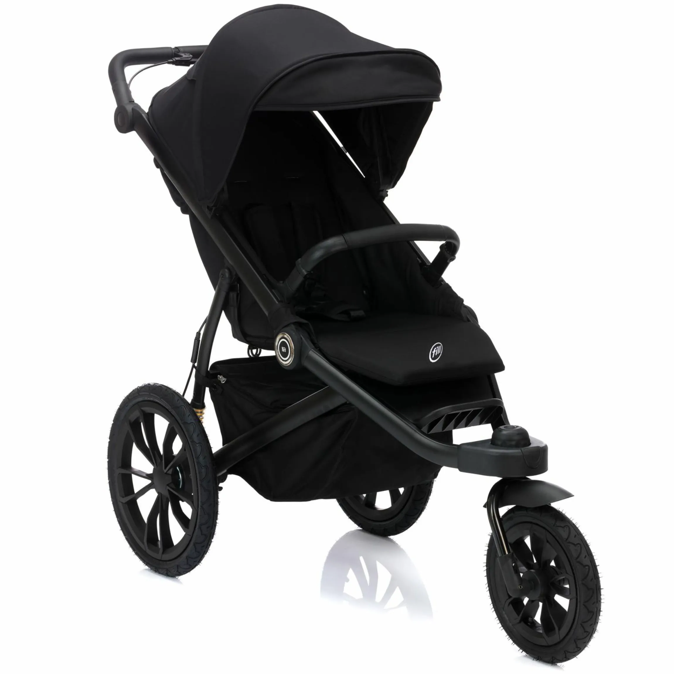 Jogger & Sportwagen Run bis 22 kg belastbar mit Lufträder, Knickschieber, Liegeposition & Handbremse - Schwarz Melange