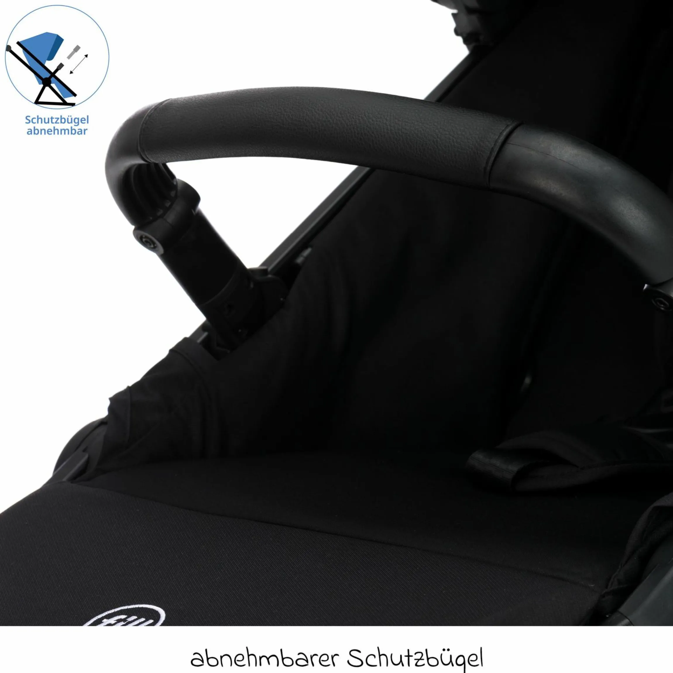 Jogger & Sportwagen Run bis 22 kg belastbar mit Lufträder, Knickschieber, Liegeposition & Handbremse - Schwarz Melange