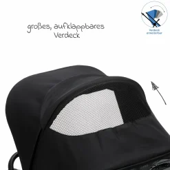 Jogger & Sportwagen Run bis 22 kg belastbar mit Lufträder, Knickschieber, Liegeposition & Handbremse - Schwarz Melange