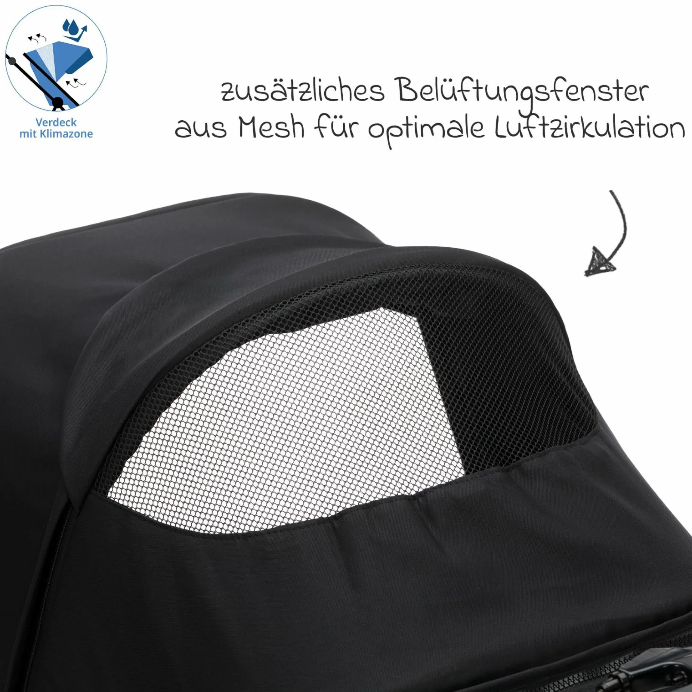 Jogger & Sportwagen Run bis 22 kg belastbar mit Lufträder, Knickschieber, Liegeposition & Handbremse - Schwarz Melange