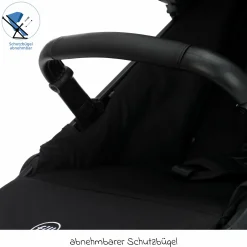 Jogger & Sportwagen Run mit Babywanne bis 22 kg belastbar mit Lufträder, Knickschieber, Liegeposition & Handbremse - Schwarz Melange