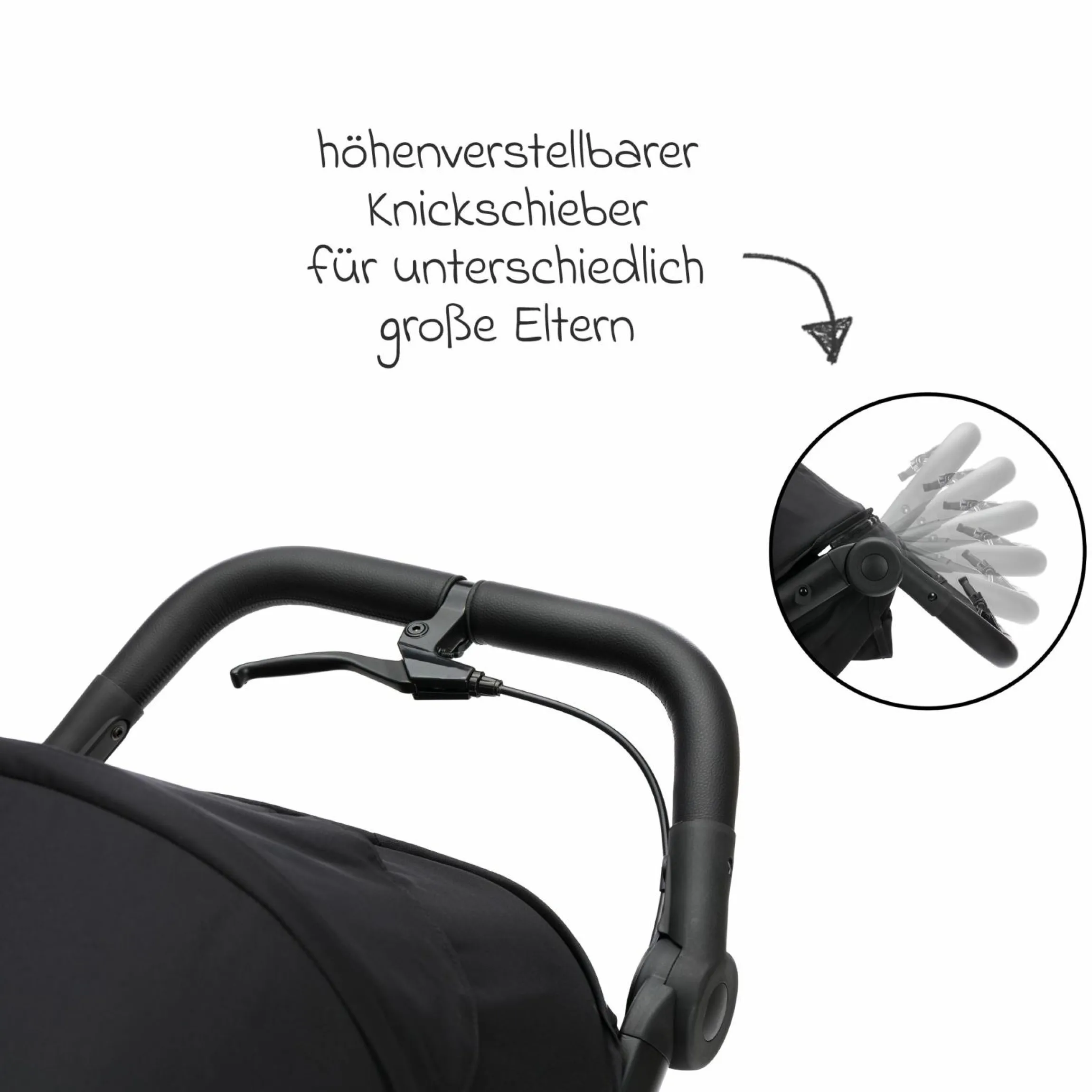 Jogger & Sportwagen Run mit Babywanne bis 22 kg belastbar mit Lufträder, Knickschieber, Liegeposition & Handbremse - Schwarz Melange