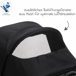 Jogger & Sportwagen Run mit Babywanne bis 22 kg belastbar mit Lufträder, Knickschieber, Liegeposition & Handbremse - Schwarz Melange