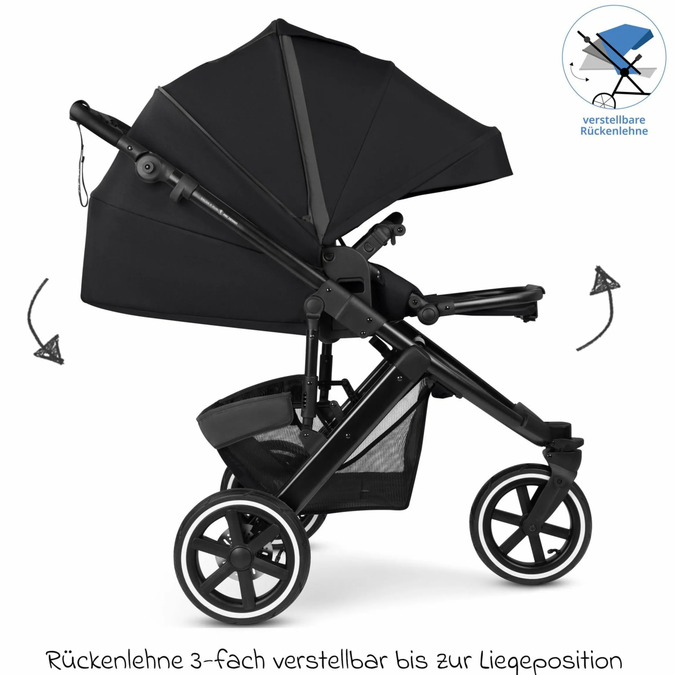 Jogger & Sportwagen Salsa 5 Run mit Sportzulassung, Luftbereifung, Sitzeinlage und Handbremse - Pure - Coal - Kollektion 2025