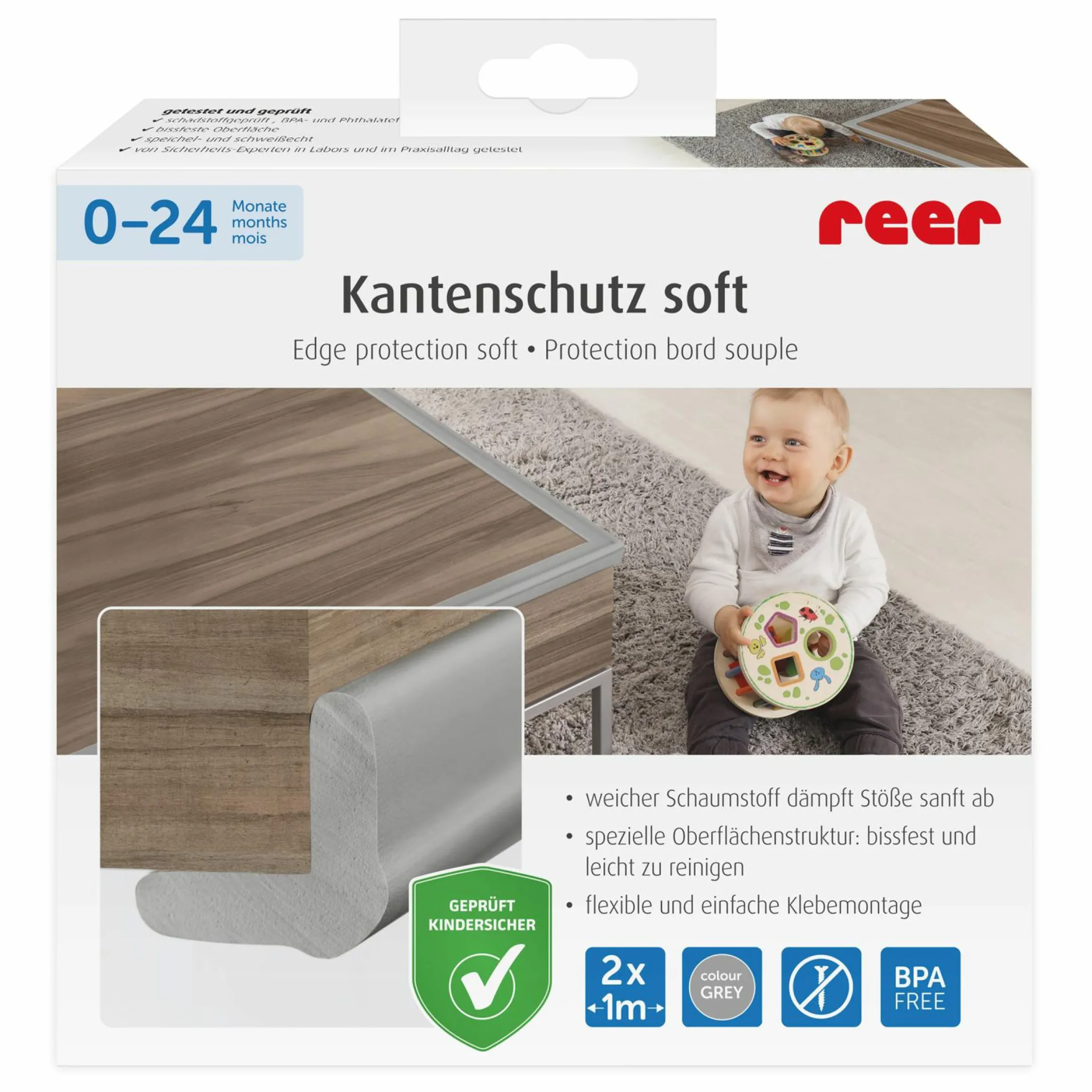 Kantenschutz Soft 2er Pack zum Kleben je 100 cm - Grau