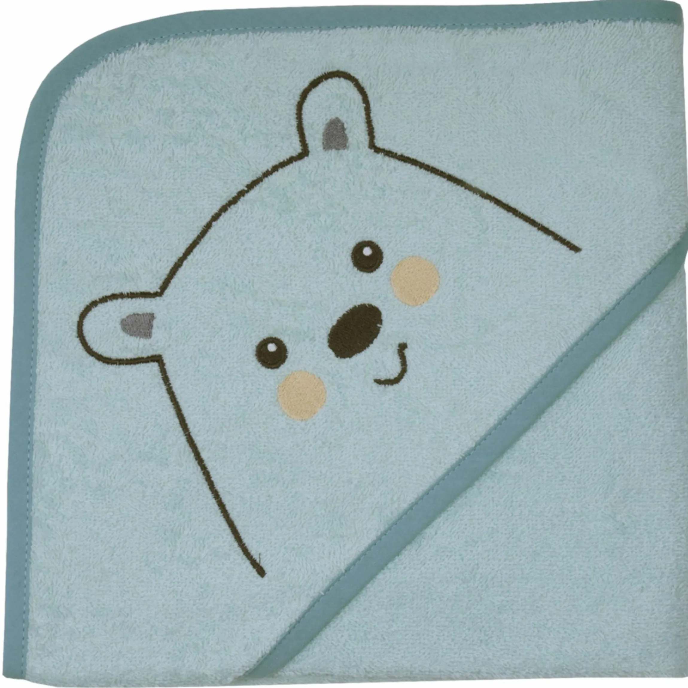 Kapuzenbadetuch 80 x 80 cm - Stickerei Eisbär - Mint