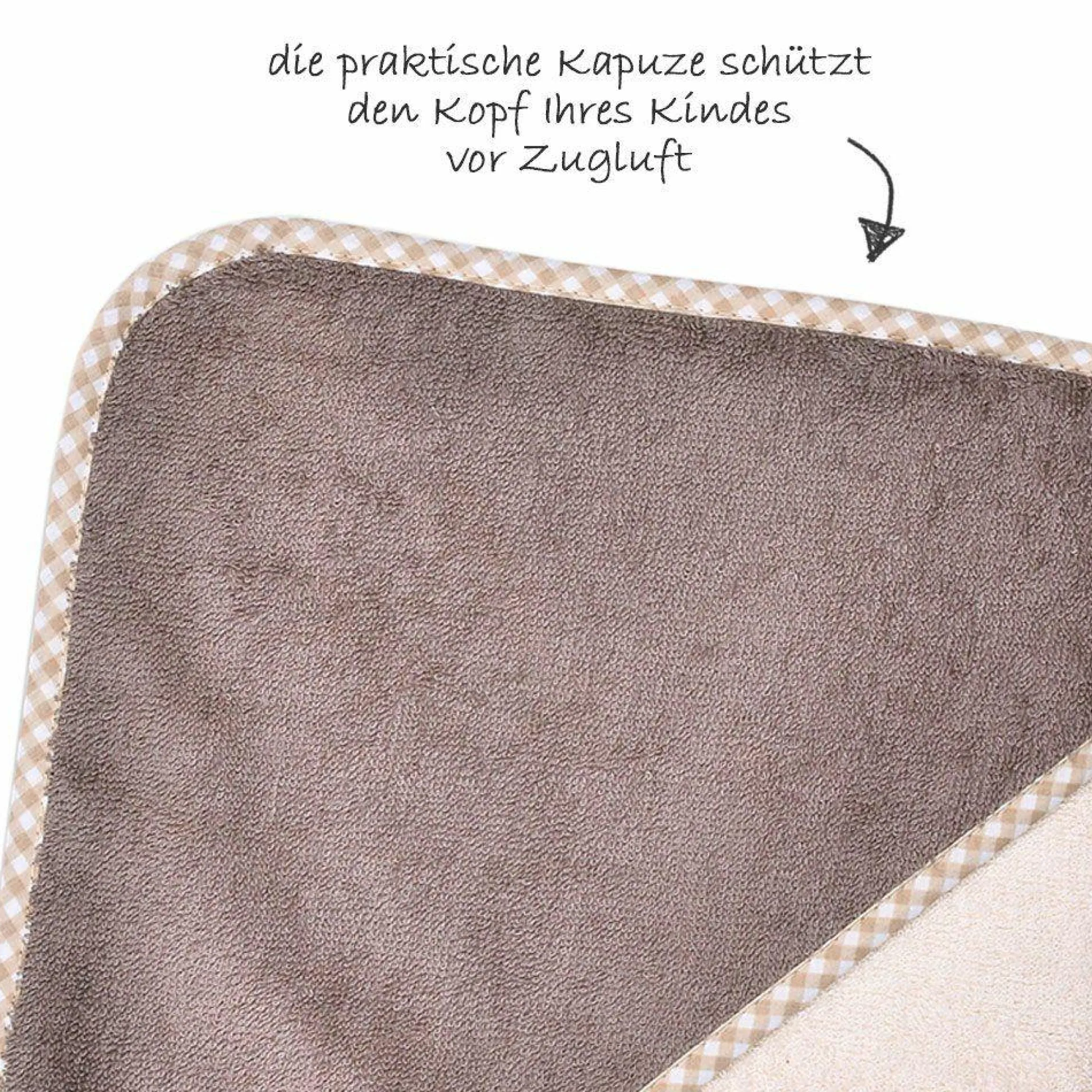 Kapuzenbadetuch 80 x 80 cm - Uni Natur Hellbraun