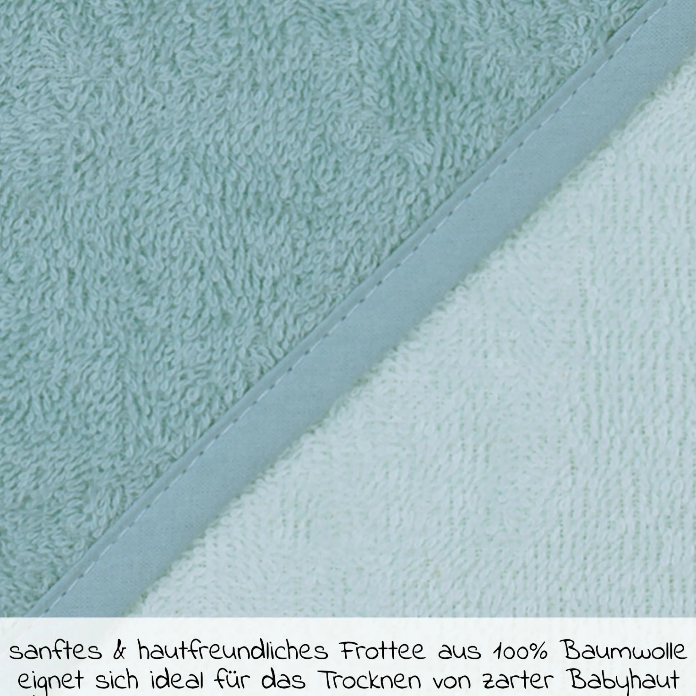 Kapuzenbadetuch 80 x 80 cm - Uni Mint Eisblau