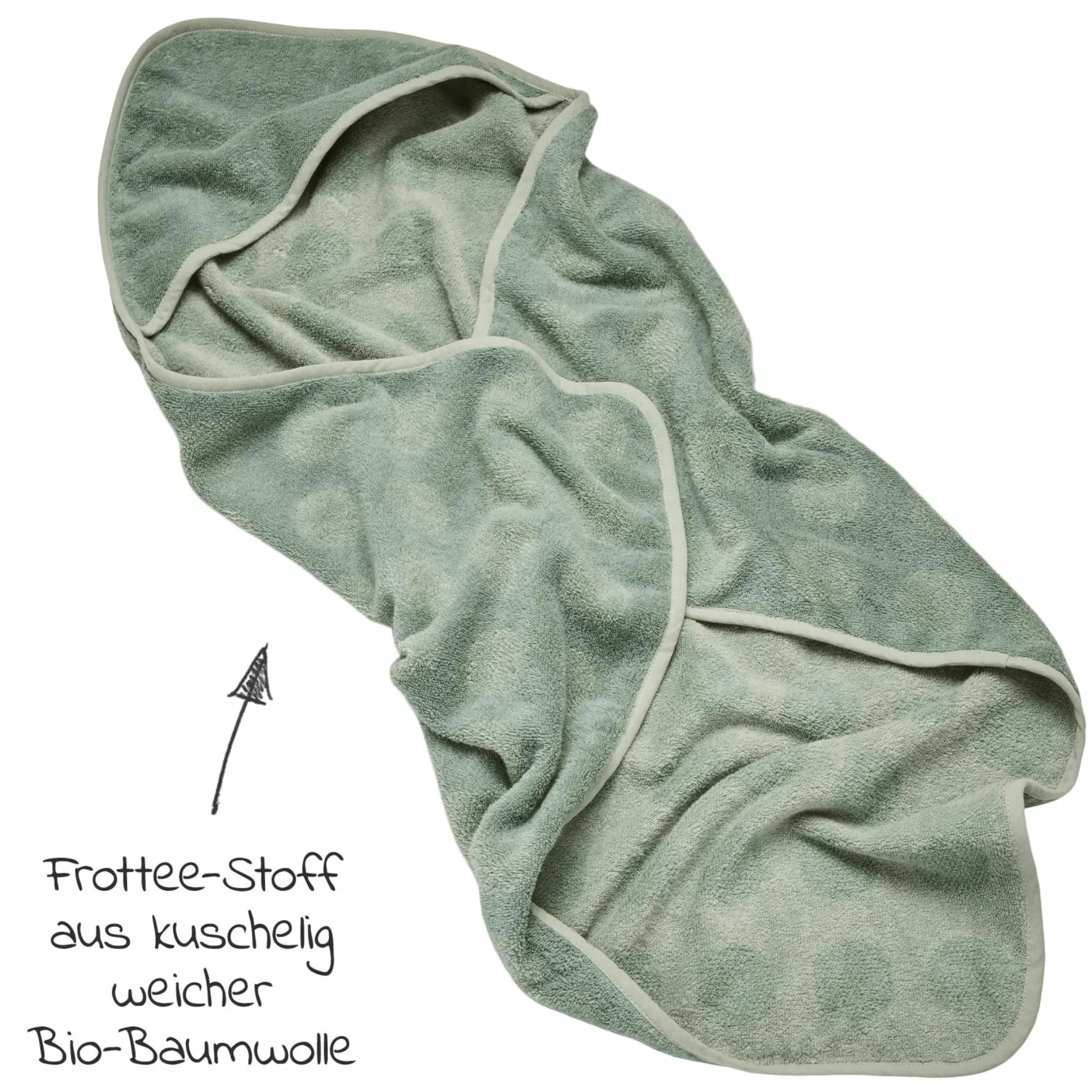 Kapuzen-Badetuch Hoodie aus Bio-Baumwolle - Organic - Sage Green