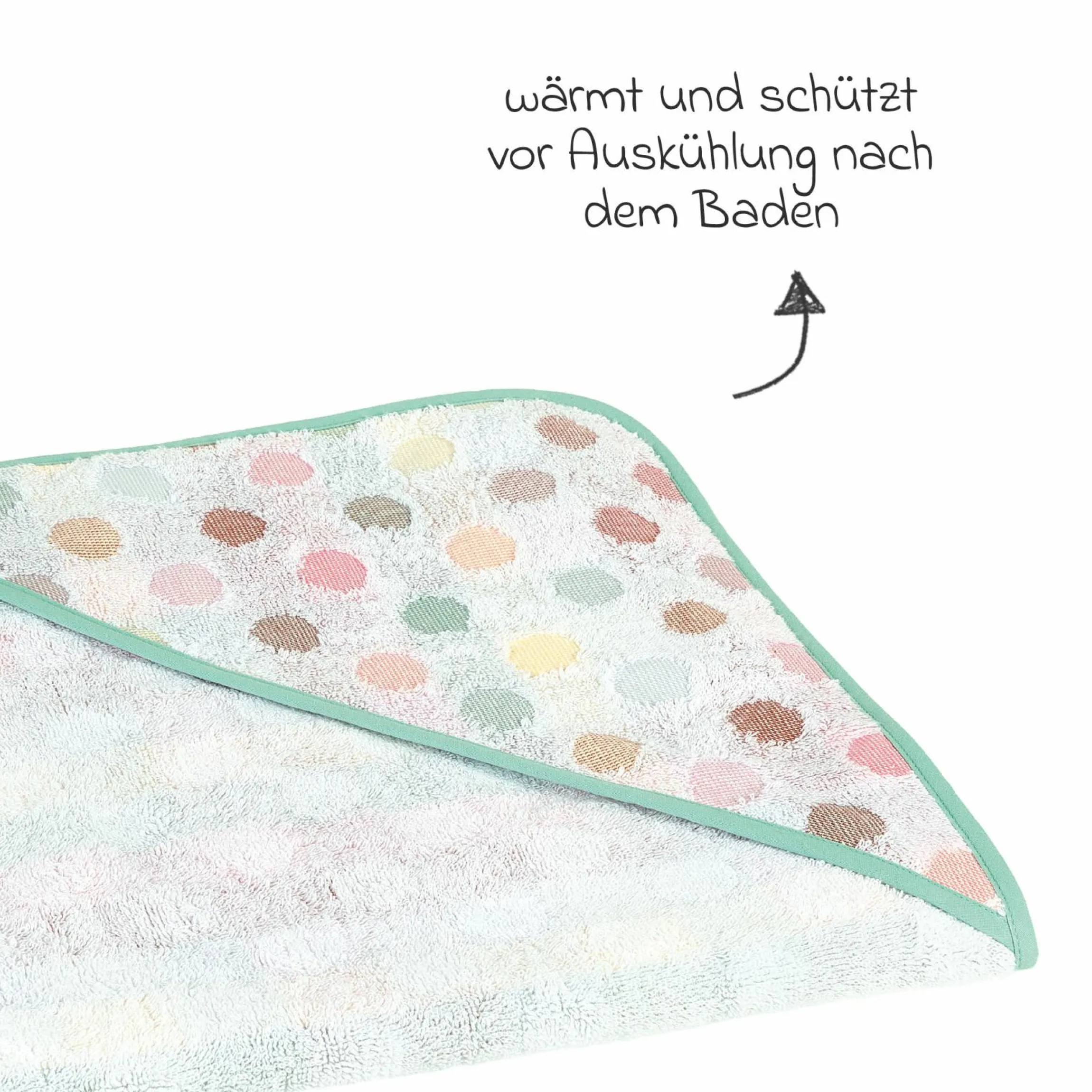 Kapuzenbadetuch Jaquard 80 x 80 cm - Dots - Colorful - Kollektion 2024