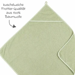 Kapuzenbadetuch Popcorn 75 x 75 cm - Soft Olive