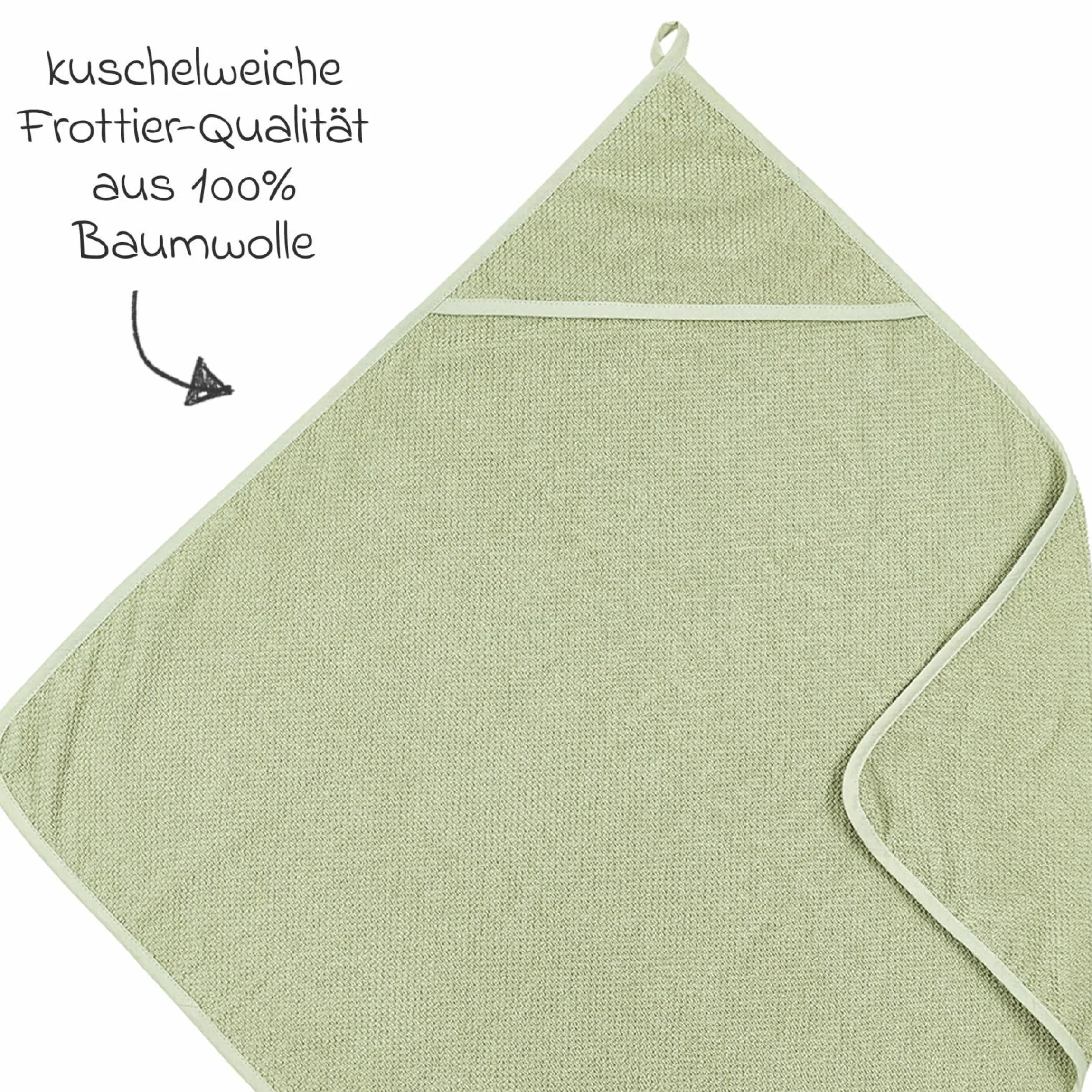 Kapuzenbadetuch Popcorn 75 x 75 cm - Soft Olive