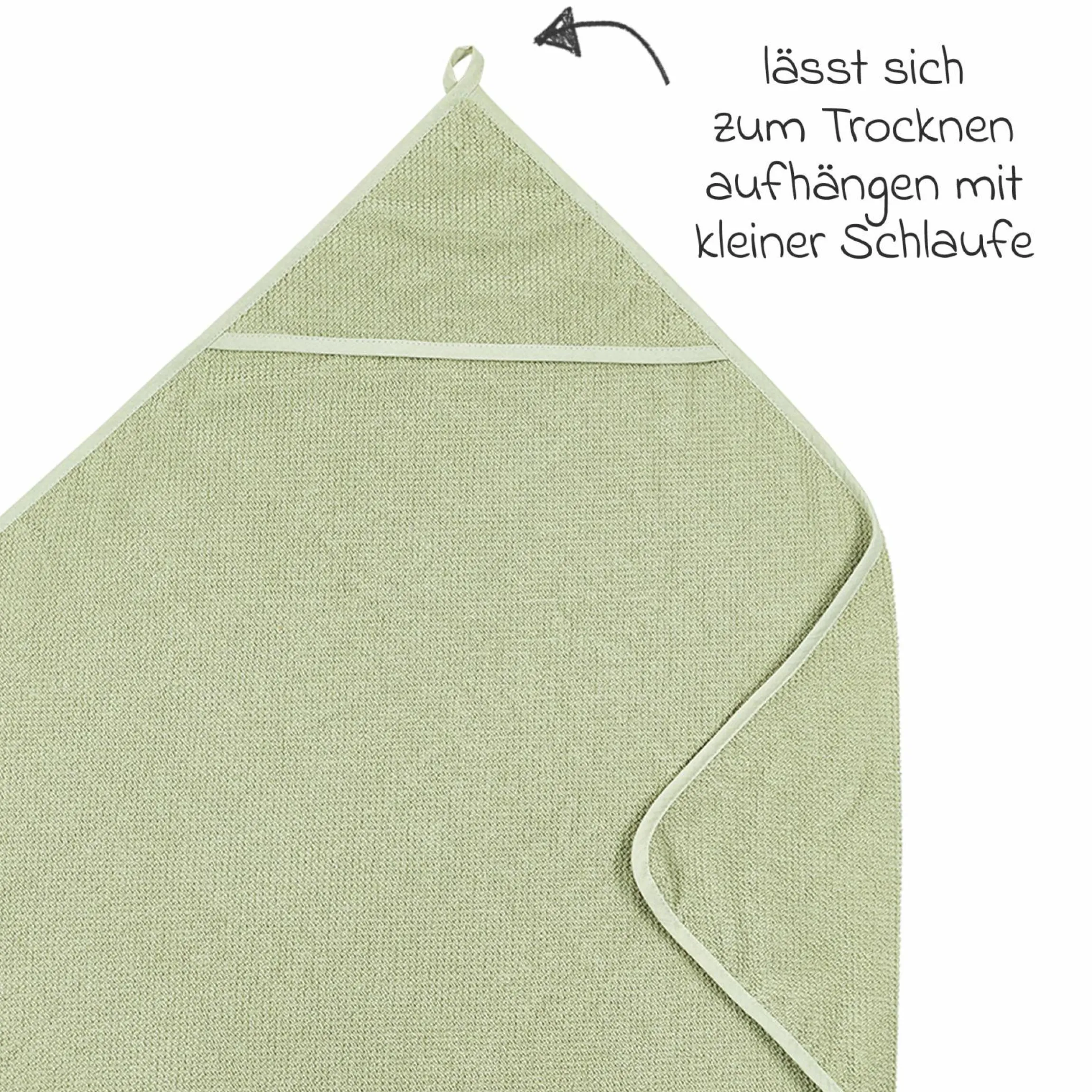 Kapuzenbadetuch Popcorn 75 x 75 cm - Soft Olive