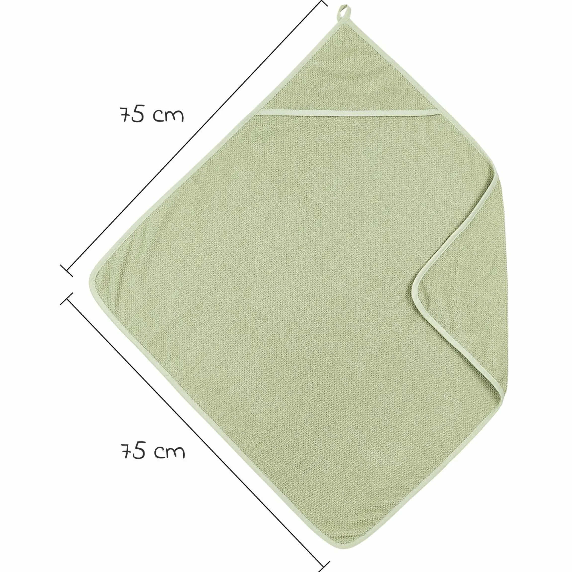 Kapuzenbadetuch Popcorn 75 x 75 cm - Soft Olive