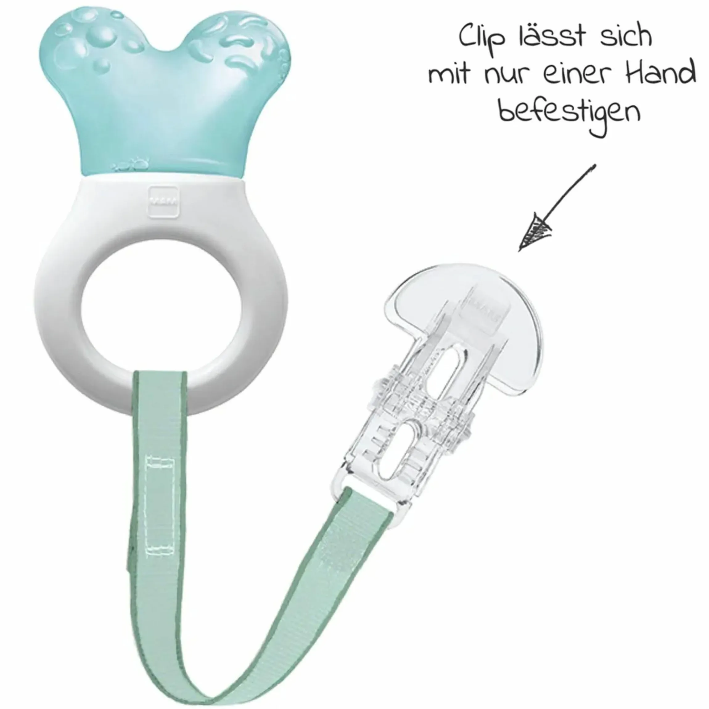 Kühl-Beißring Mini Cooler & Clip - Türkis