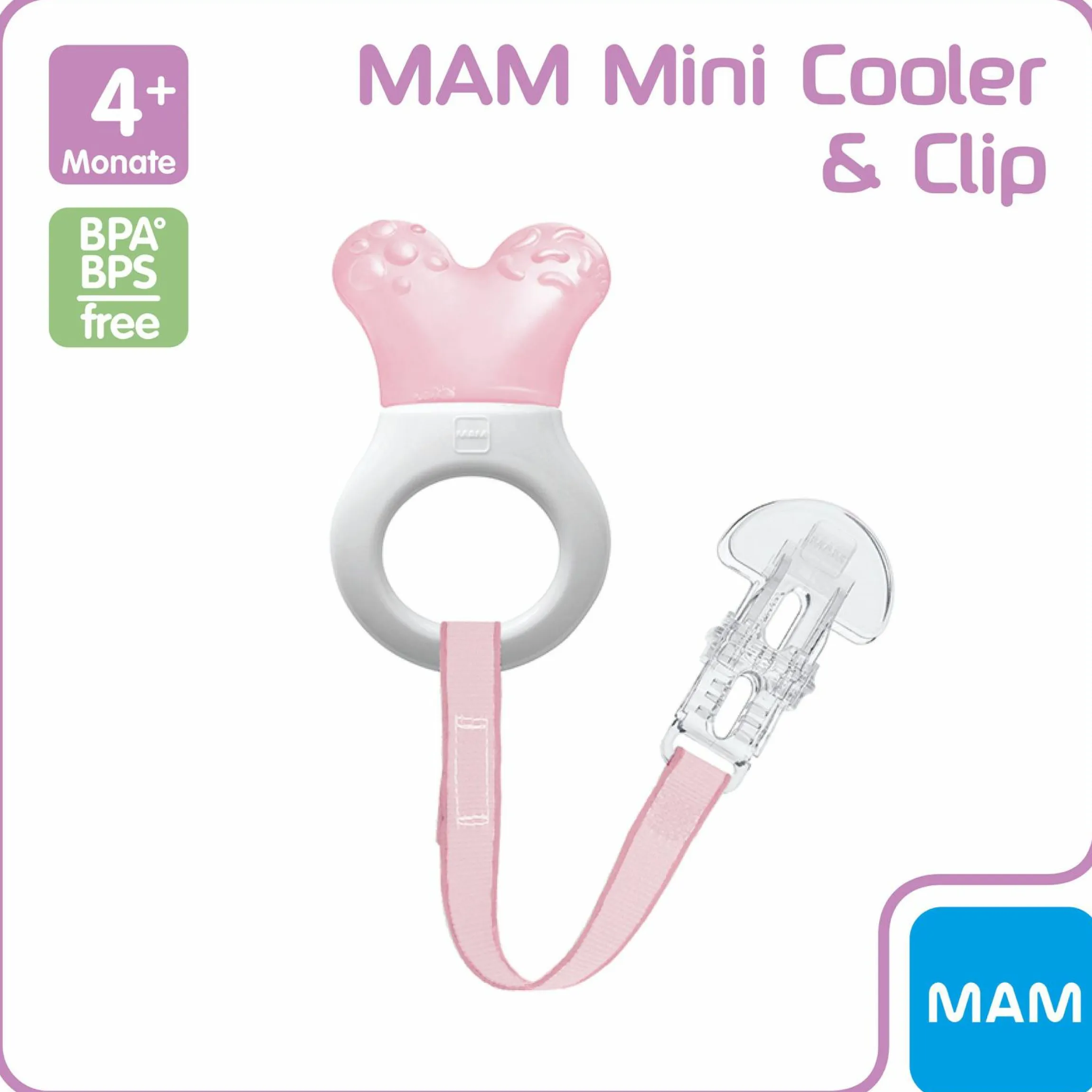 Kühl-Beißring Mini Cooler & Clip - Rosa