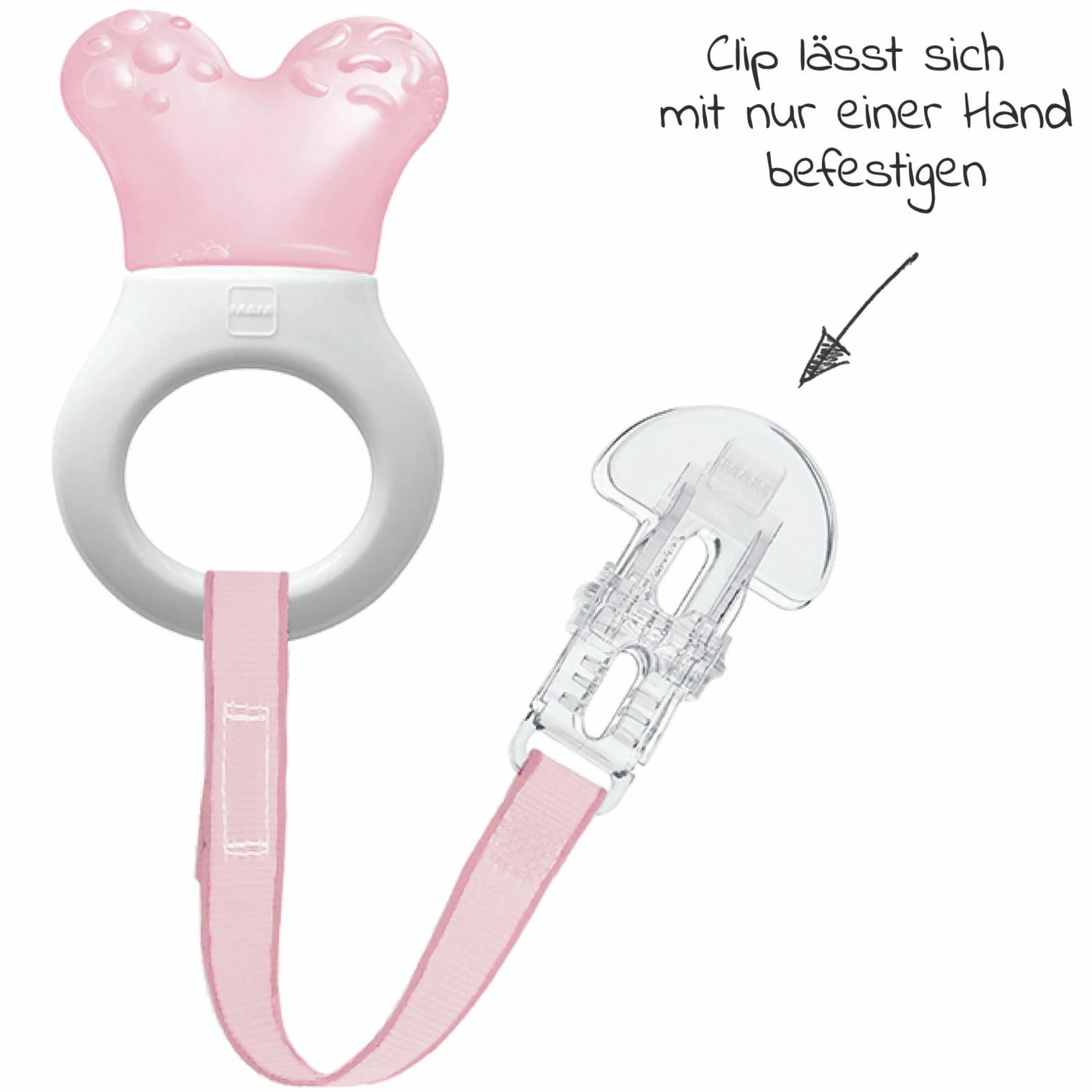 Kühl-Beißring Mini Cooler & Clip - Rosa