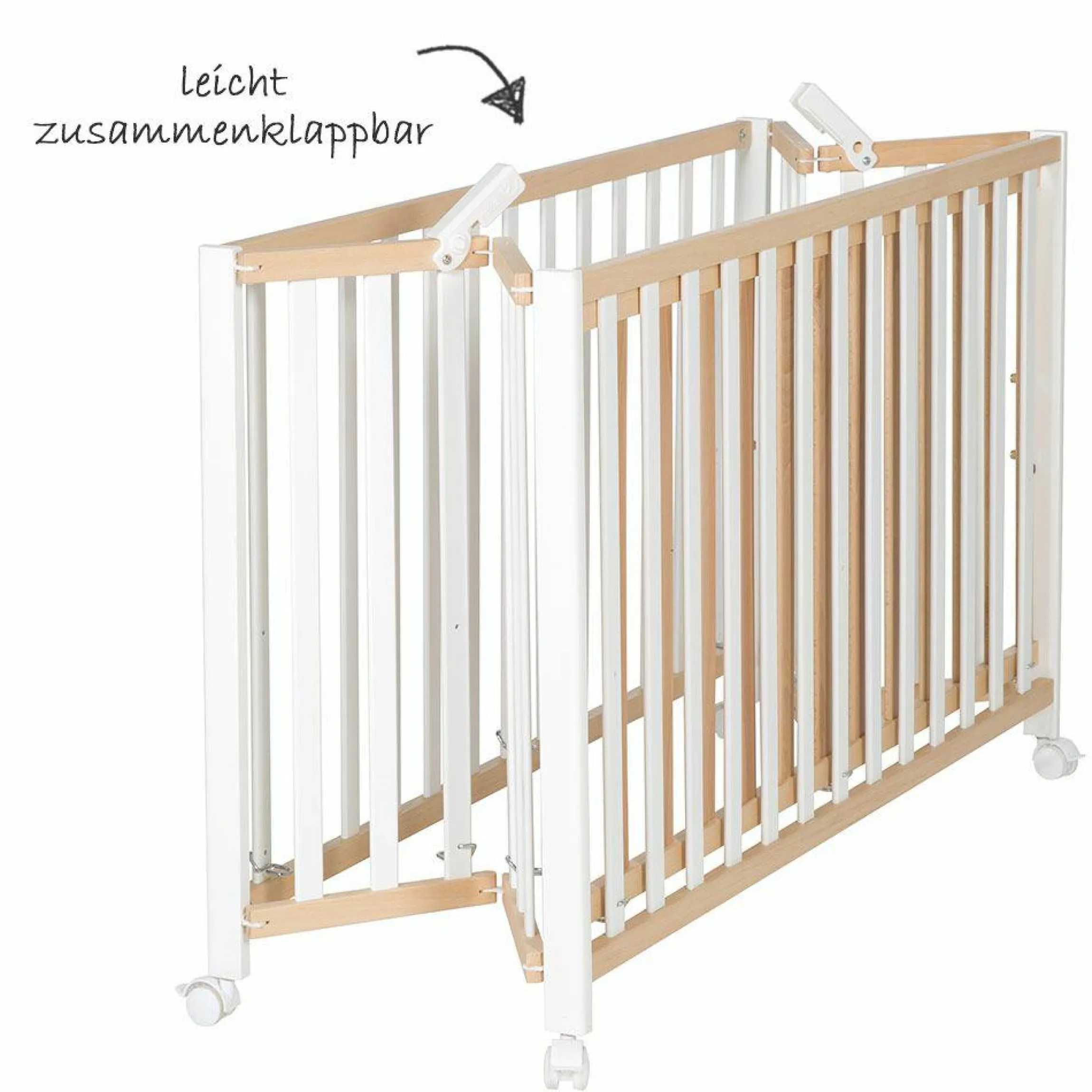 Kinderbett Bio Buche Bicolor Fold Up klappbar 60 x 120 cm