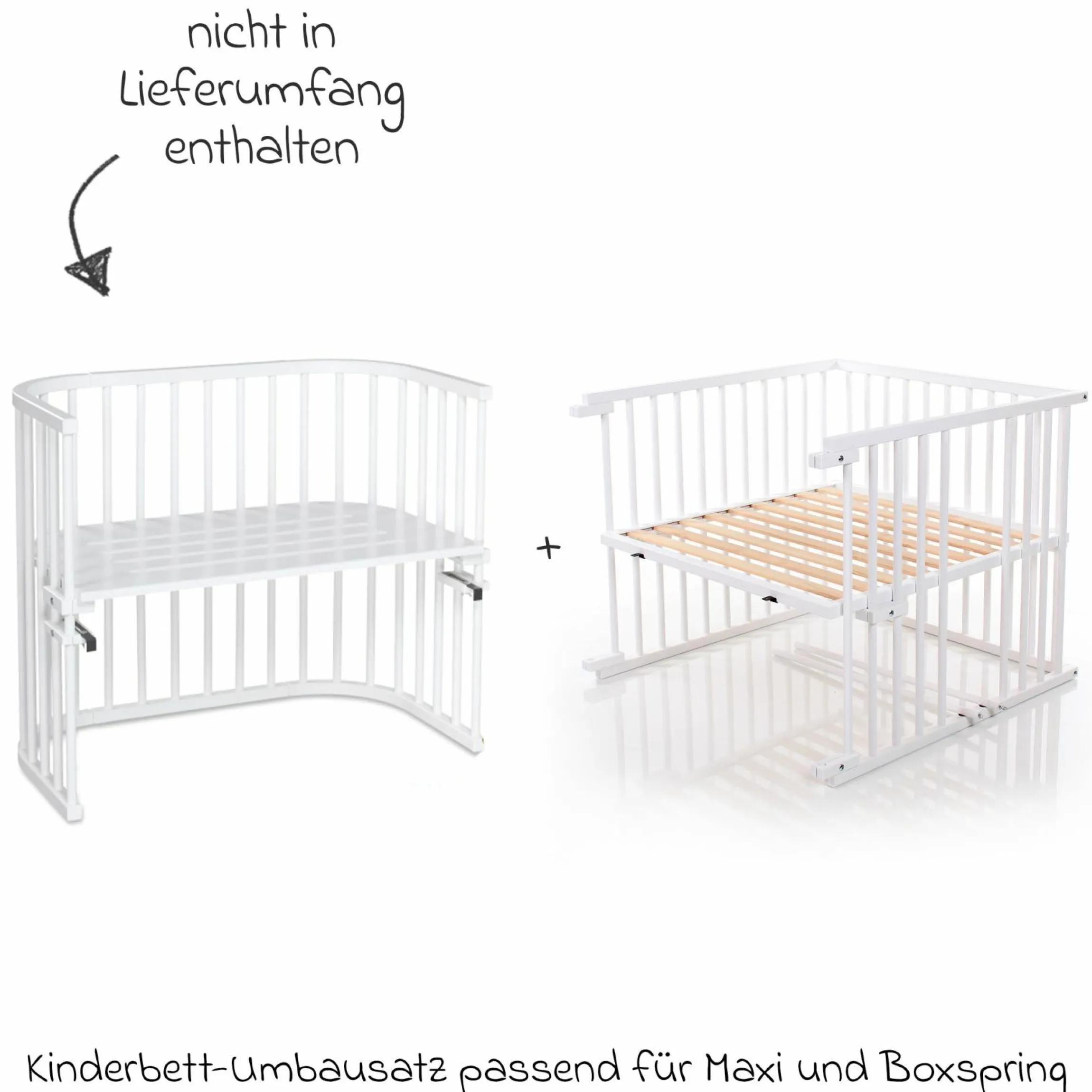 Kinderbettumbausatz für Beistellbett Maxi und Boxspring - Weiß lackiert