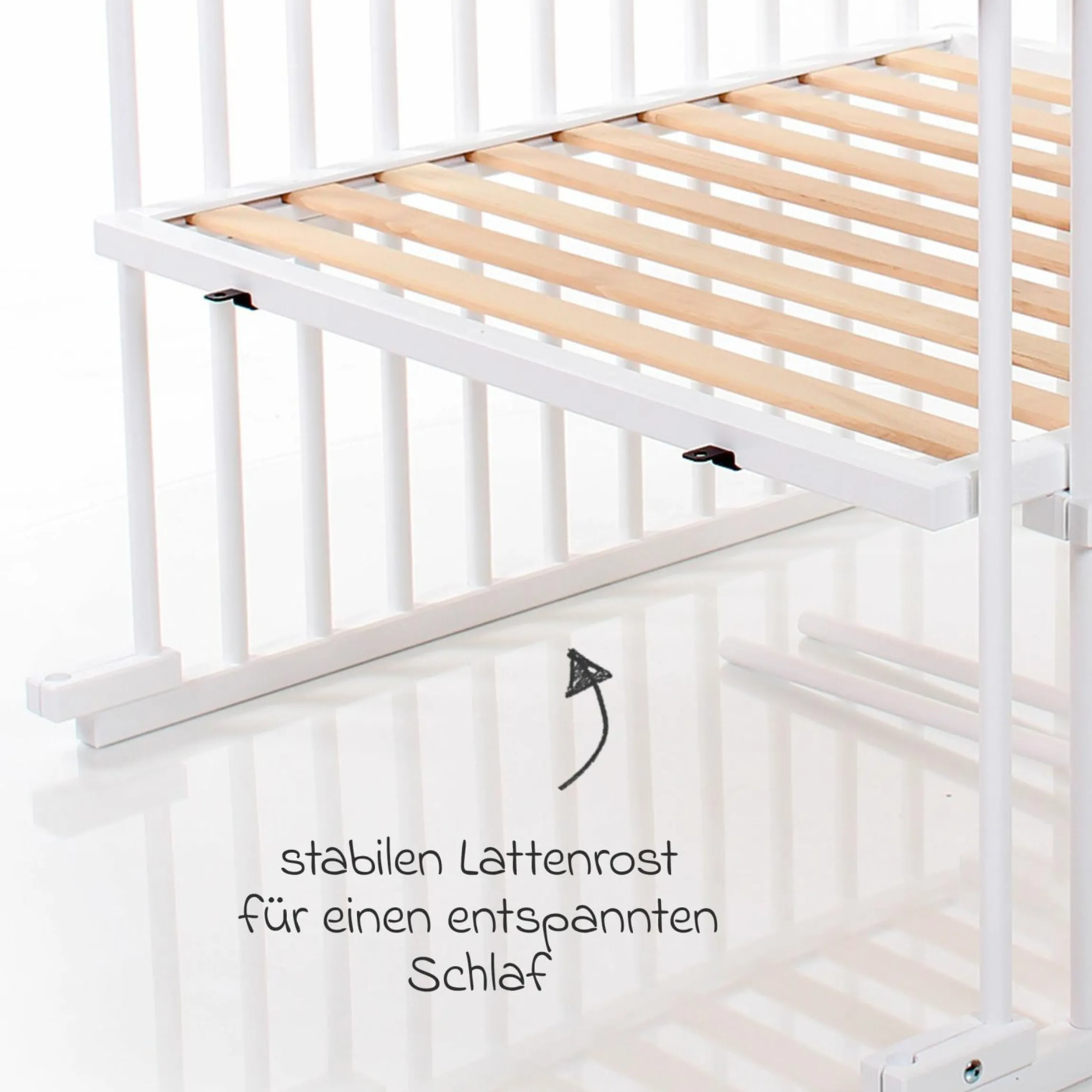 Kinderbettumbausatz für Beistellbett Maxi und Boxspring - Weiß lackiert