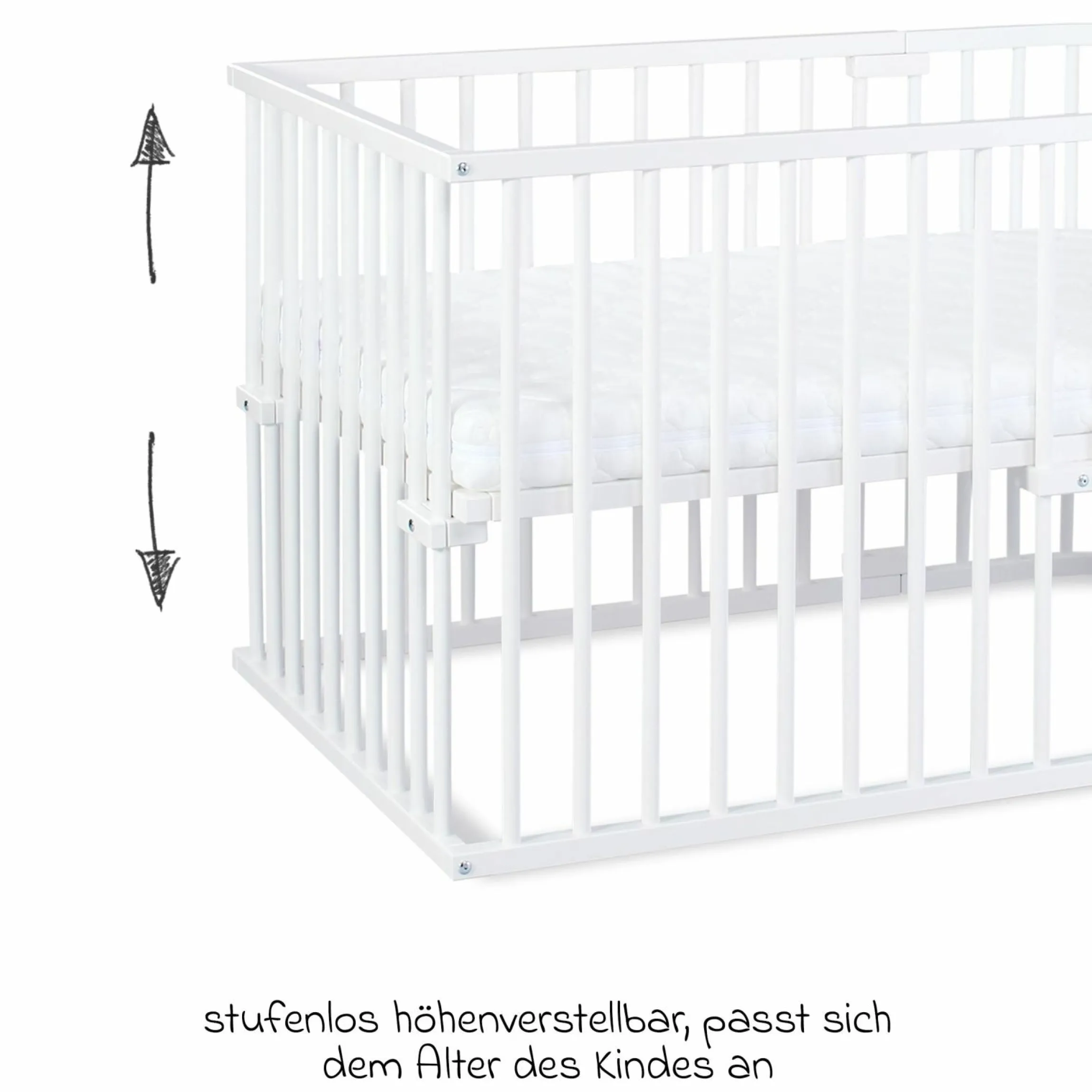 Kinderbettumbausatz für Beistellbett Maxi und Boxspring - Weiß lackiert