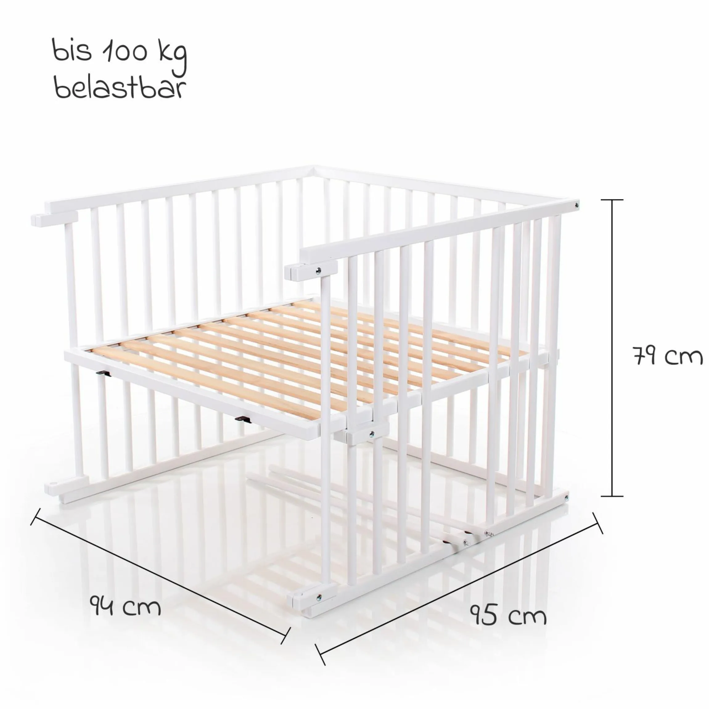 Kinderbettumbausatz für Beistellbett Maxi und Boxspring - Weiß lackiert