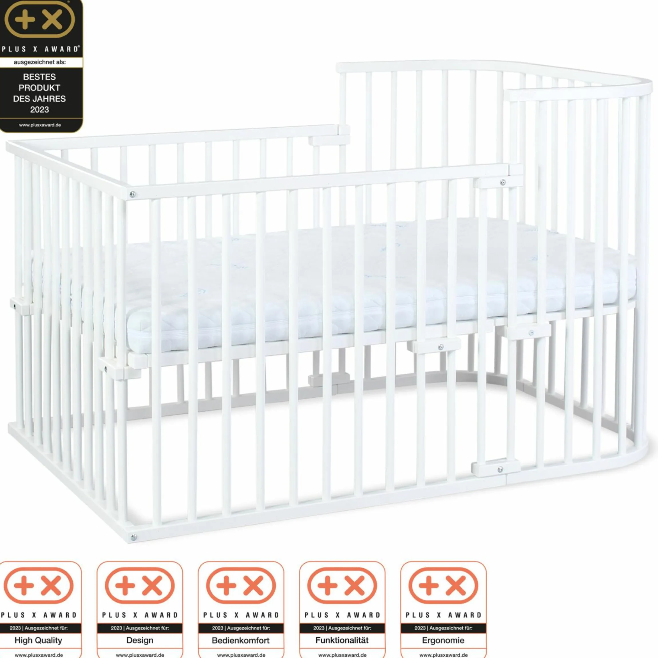 Kinderbettumbausatz für Beistellbett Maxi und Boxspring - Weiß lackiert