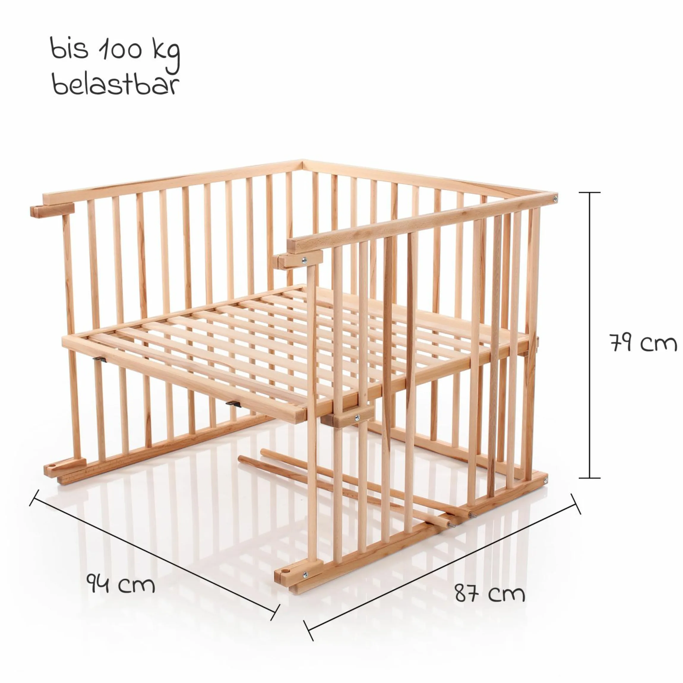 Kinderbettumbausatz für Beistellbett Original - Kernbuche geölt