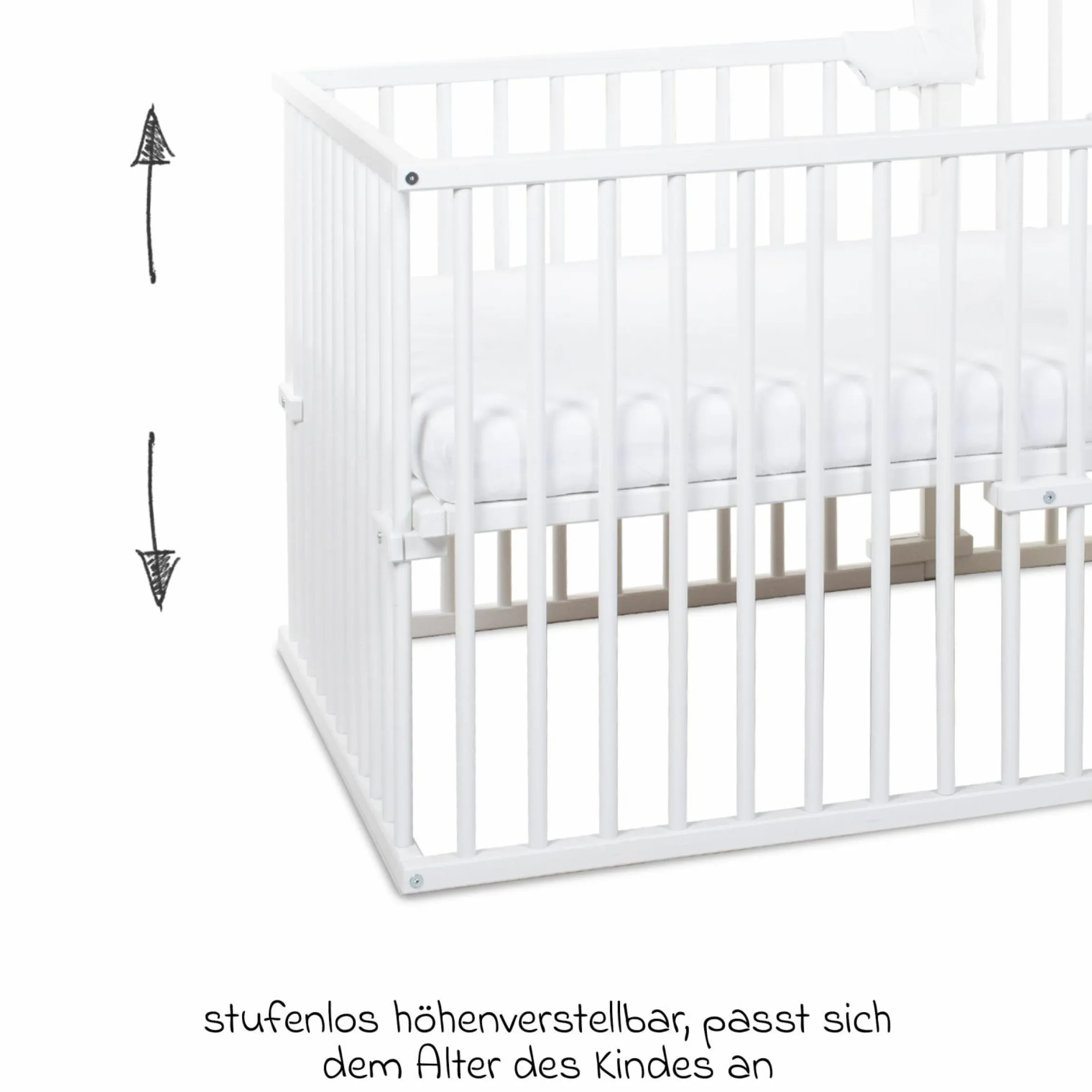 Kinderbettumbausatz für Beistellbett Boxspring Comfort Plus - Weiß lackiert