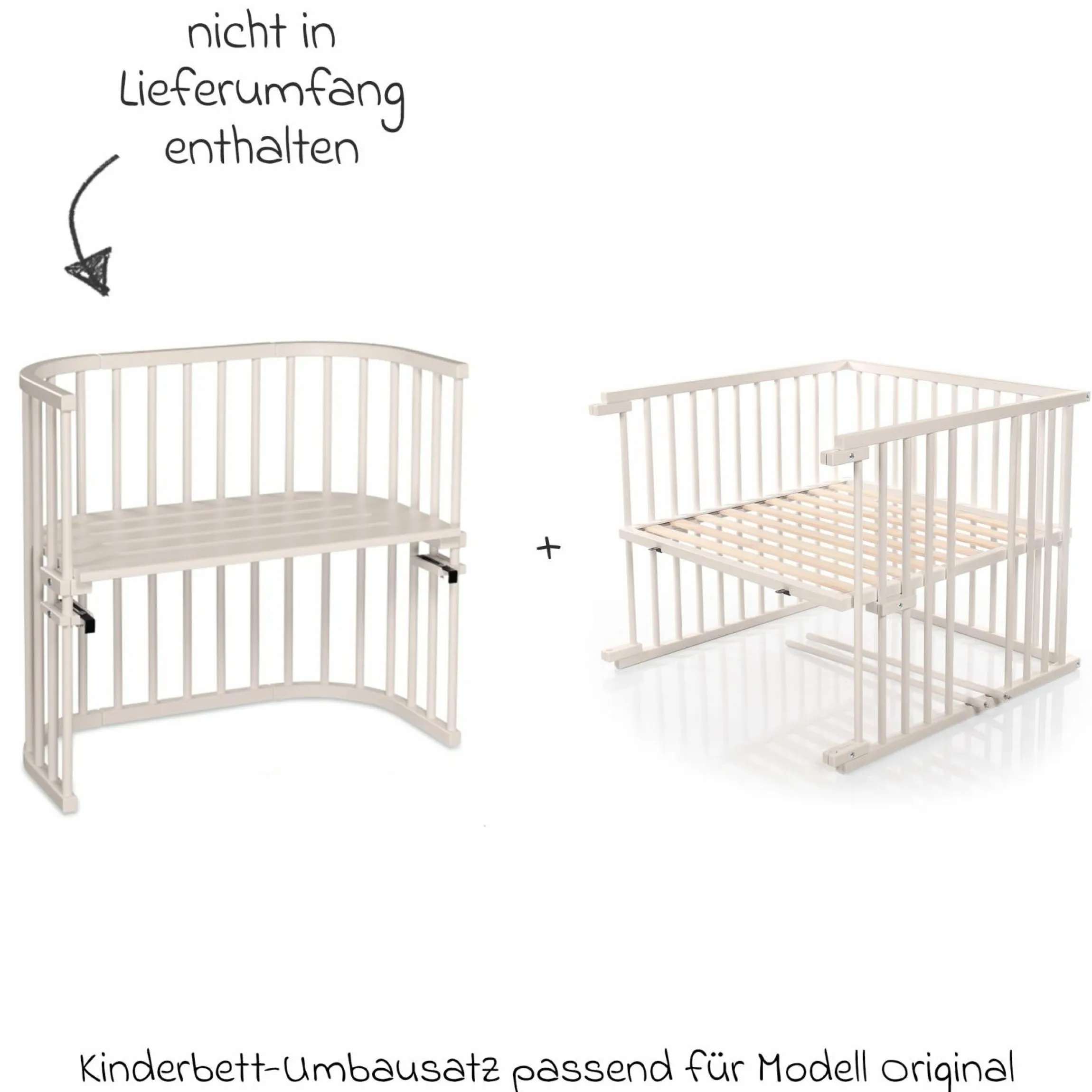 Kinderbettumbausatz für Beistellbett Original - Beige lackiert