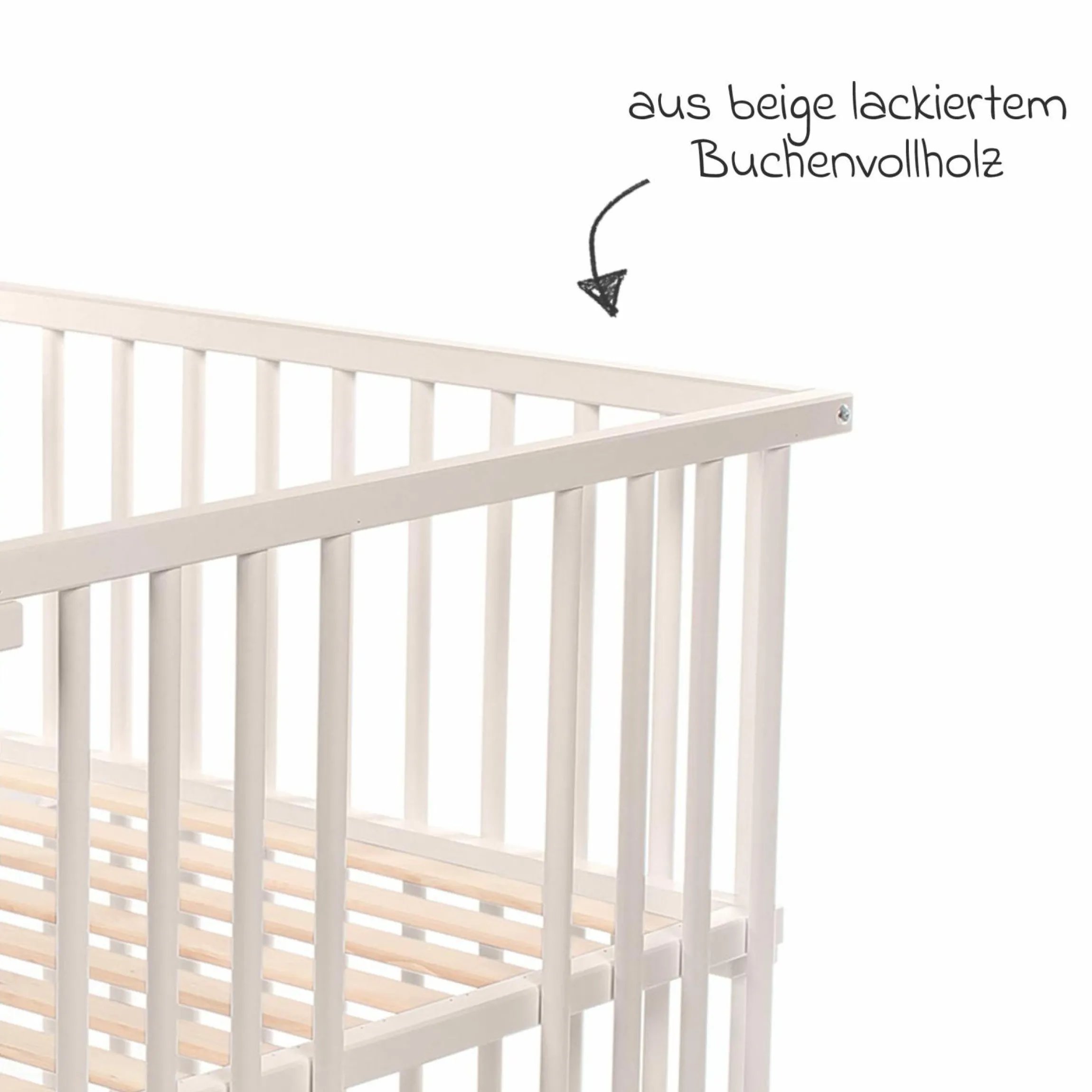 Kinderbettumbausatz für Beistellbett Original - Beige lackiert