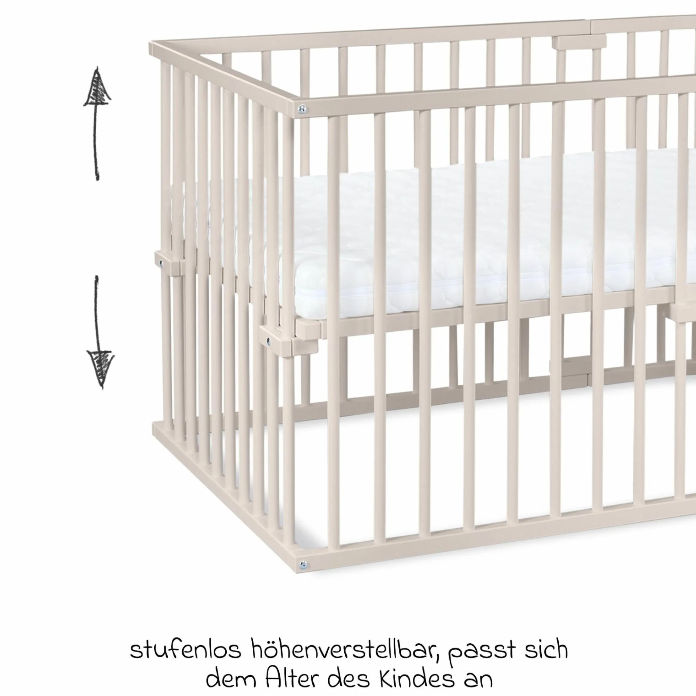 Kinderbettumbausatz für Beistellbett Original - Beige lackiert