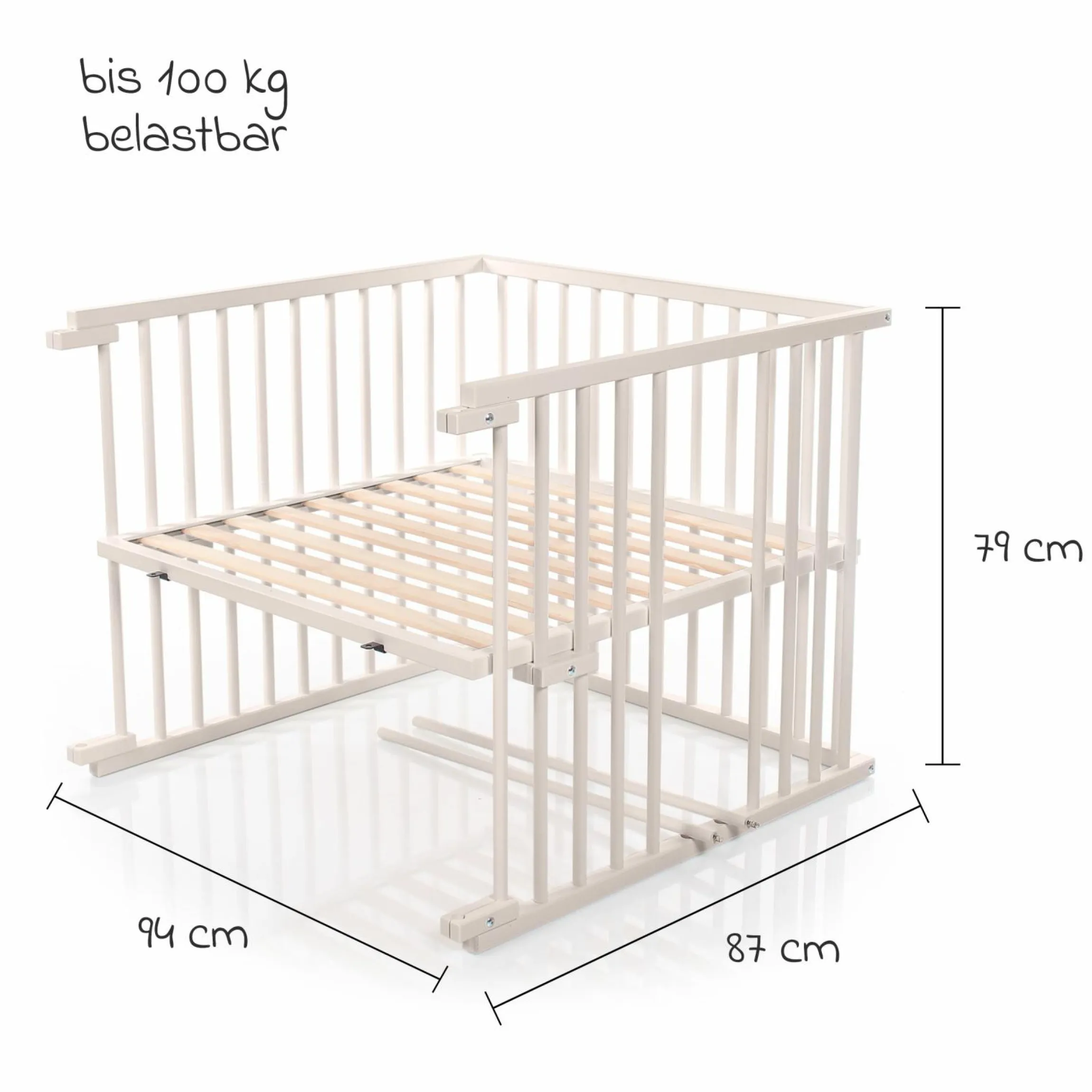 Kinderbettumbausatz für Beistellbett Original - Beige lackiert