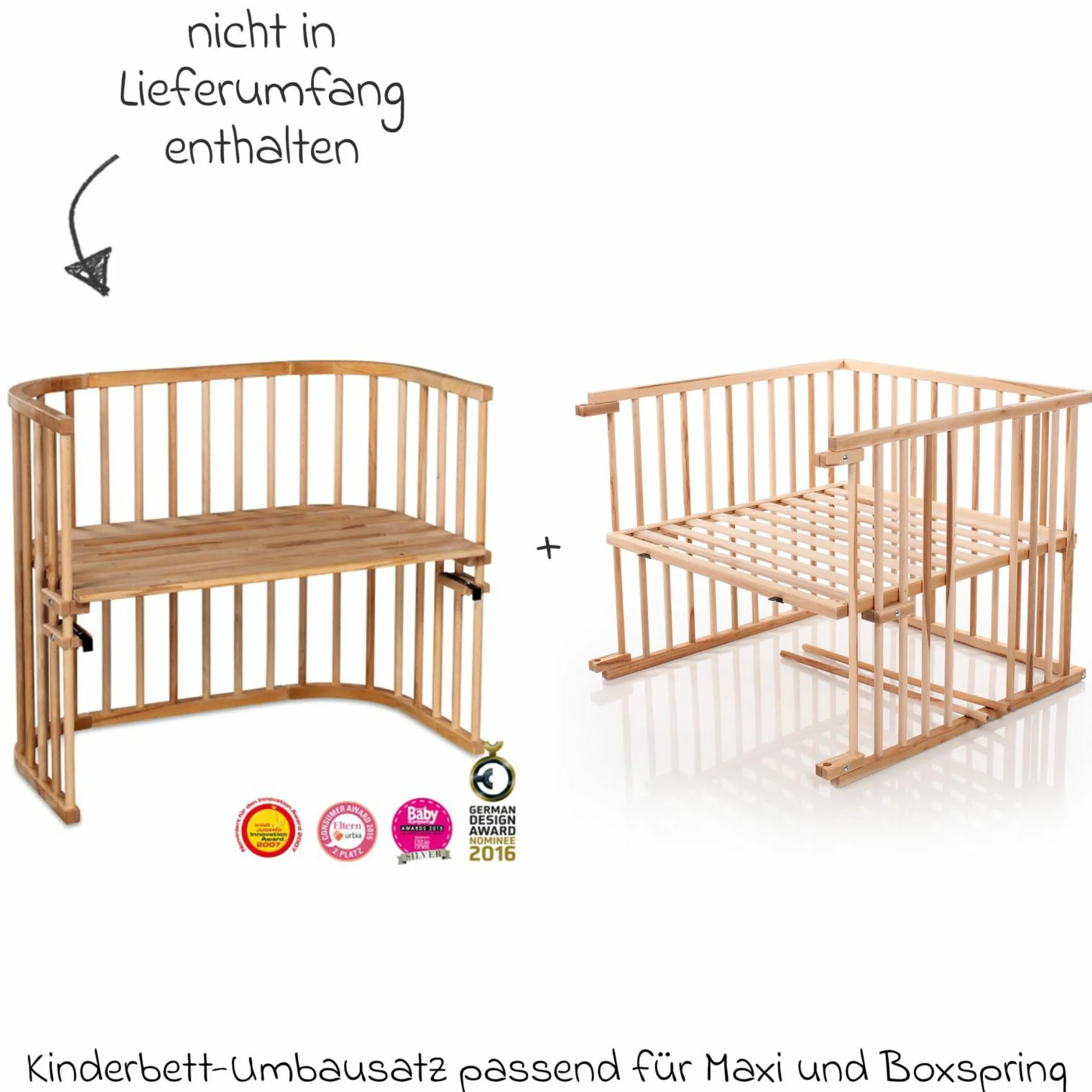 Kinderbettumbausatz für Beistellbett Maxi und Boxspring - Kernbuche geölt