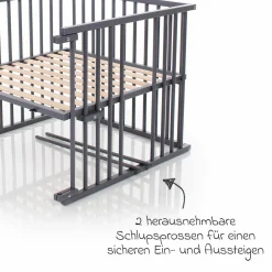 Kinderbettumbausatz für Beistellbett Maxi und Boxspring - Schiefergrau lackiert
