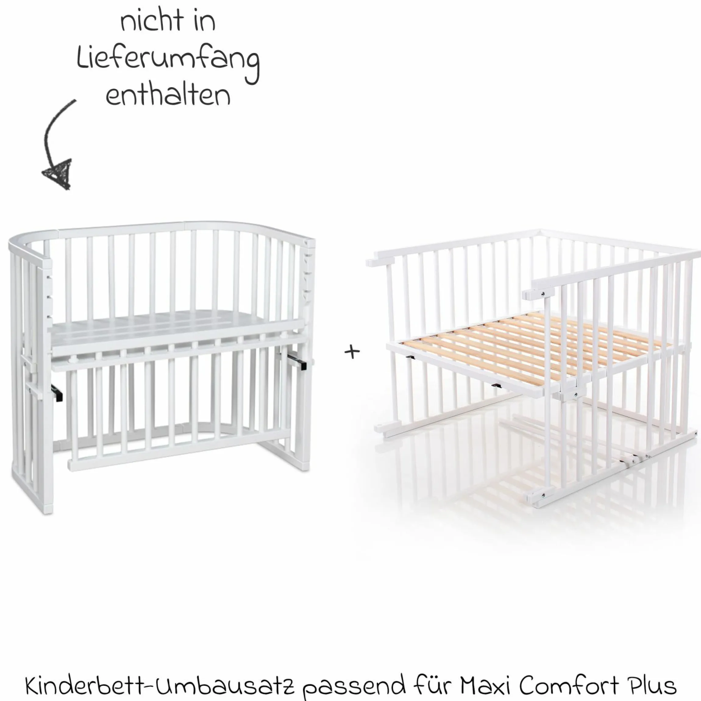 Kinderbettumbausatz für Beistellbett Maxi Comfort Plus - Weiß lackiert