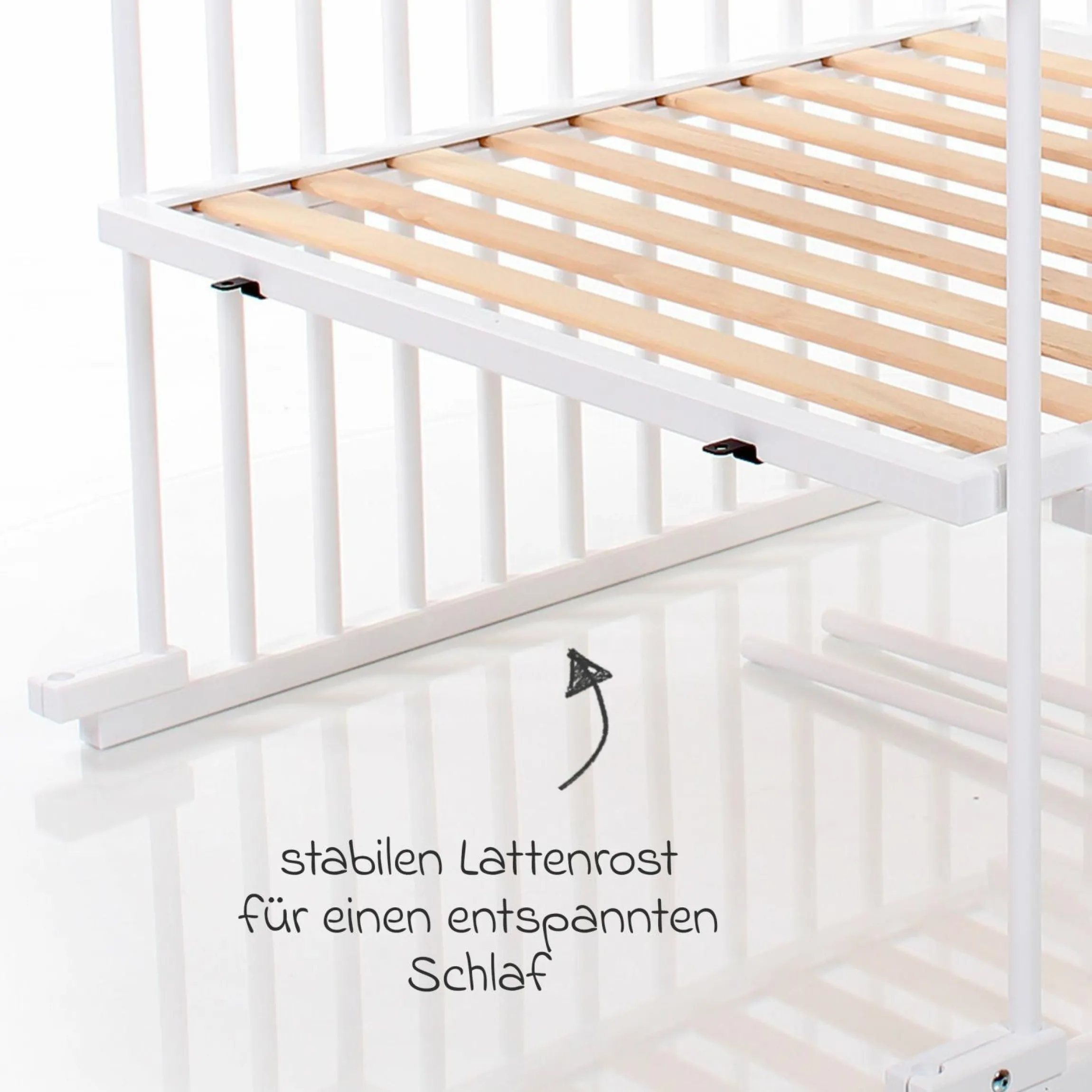 Kinderbettumbausatz für Beistellbett Maxi Comfort Plus - Weiß lackiert