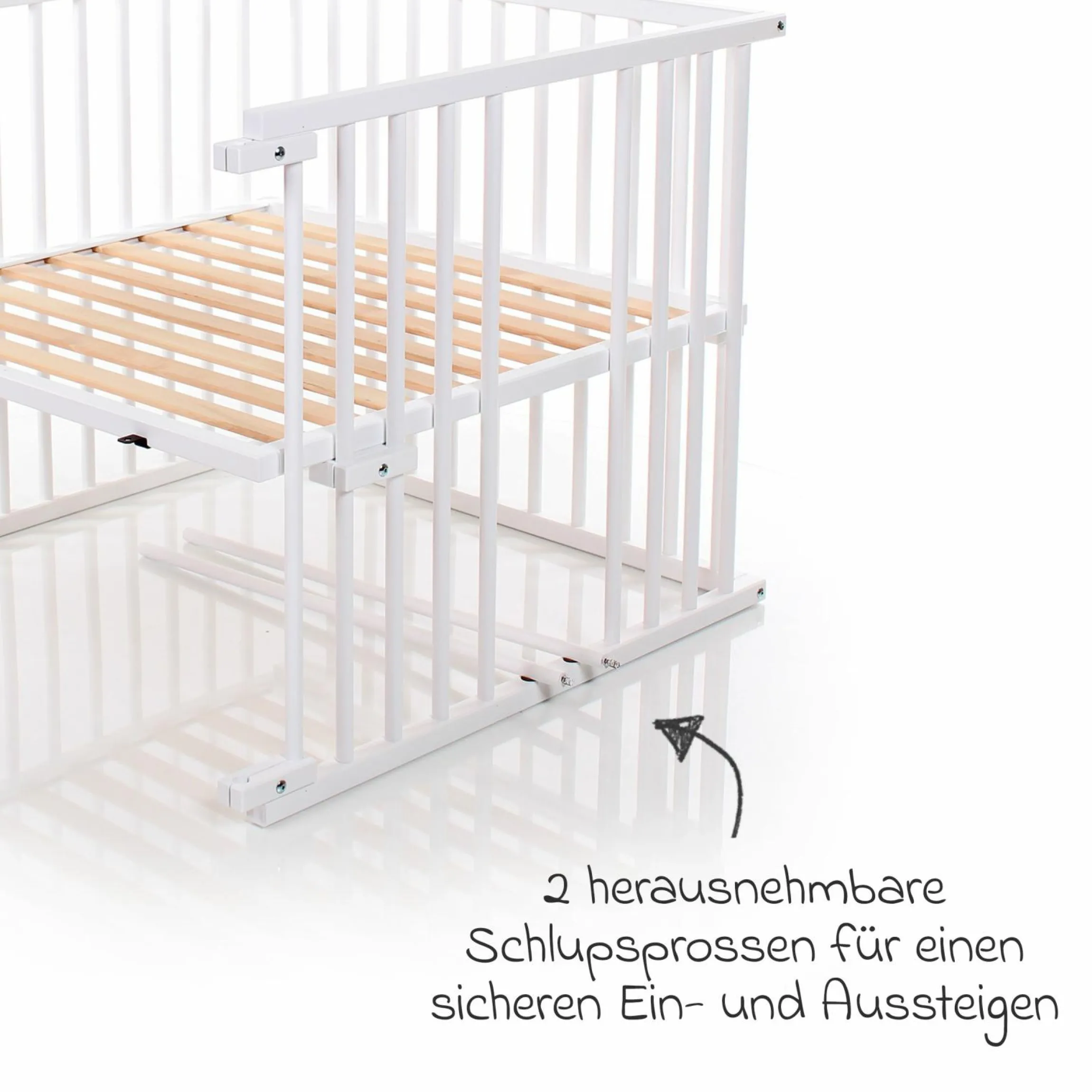 Kinderbettumbausatz für Beistellbett Maxi Comfort Plus - Weiß lackiert