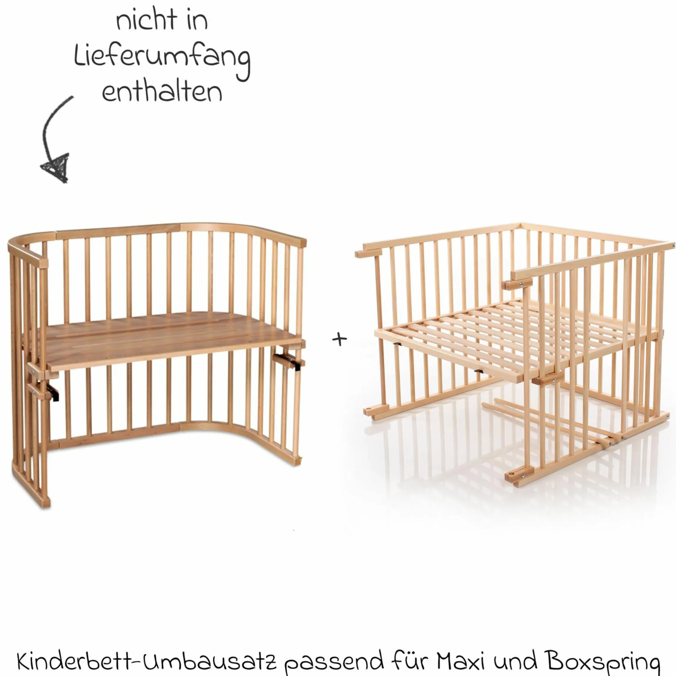 Kinderbettumbausatz für Beistellbett Maxi und Boxspring - Natur lackiert